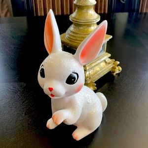 Retro white resin glitter Easter bunny